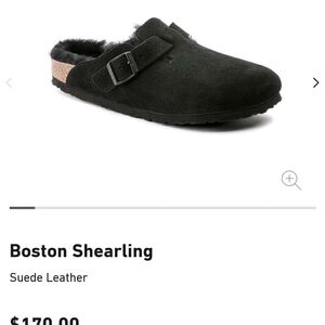 Birkenstock Boston Shearling Suede Leather Black